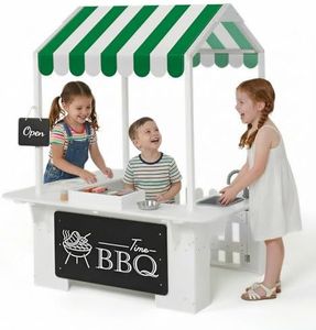 EDUBEBO Kids Outdoor Playhouse, Mud Kitchen, BBQ Toys,Outdoor playsets, Ideal Role Play Toy Gift for Toddlers and Kids Ages 3-8 (White)