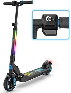 EVERCROSS EV06C Electric Scooter, Foldable Electric Scooter for Kids Ages 6-12, Up to 10 MPH & 5 Miles, LED Display, Colorful LED Lights, Lightweight Kids Electric Scooter (Black Blue)?-