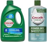 CASCADE Complete Gel Dishwasher Detergent, Fresh Scent, 120 Fl Oz with Cascade Power Dry Dishwasher Rinse Aid, 16 fl oz