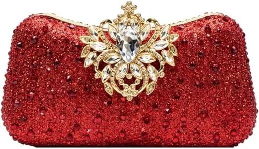 2026 Sparkly Rhinestones Clutch Purse for Women Crystal Evening Bag Glam Rhinestone Clasp Handbag for Party Wedding(Rhinestone Red)