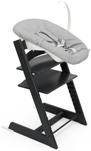 Stokke Tripp Trapp Chair (Black) with Newborn Set (Grey) - Cosy, Safe & Simple to Use - for Newborns Up to 20 lbs