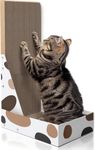 ComSaf Vertical Cat Scratcher for Indoor Cats, Cat Scratching Post,L Shaped Cat Wall Scratcher, Cardboard Cat Scratcher Lounger with Box Collecting Scraps, Cat Scratch Pad Protect Furniture Sofa