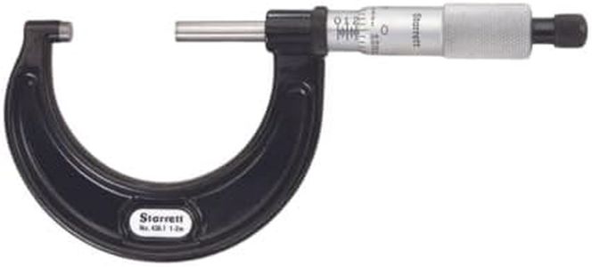 Starrett Outside Micrometer with One-Piece Spindle, Satin Chrome Finish and Advanced Sleeve Design - Quick and Easy Adjustment, 1-2 Inch Range, 001 Inch Graduations - 436.1XRL-2