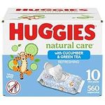 HUGGIES Baby Wipes, Huggies Natural Care Refreshing, SCENTED, Hypoallergenic, 10 Flip-Top Packs, 560 Count