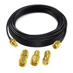 RG174 SMA Antenna Coaxial Cable Extension Jumper, Low Loss 32.8FT(10M) SMA Male to Female Coaxial Cable + 3pcs SMA Coax Adapter Connectors for SDR Radio Receiver, Ham Radio, CB Radio（NOT for TV）