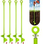 4 Pcs 18" Earth Ground Anchor,Heavy Duty Ground Anchor Kit,Swing Set Ground Anchors,Ground Anchor Srew in,Shed Anchor Kit for Trampoline,Tents,Canopies,Sheds,Swings,Adapter Not Included