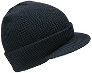 GENUINE NEW 100% WOOL PEAKED HAT US ARMY WATCH CAP OUTDOOR ARMY HEADWEAR BEANIE (Black)(Size: One Size)