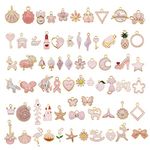 20 Pieces Pink Enamel Paint Metal Charms Bulk Handmade Earrings Bracelets Necklaces Pendants Findings DIY Arts Projects Jewellery Making Crafts 2-3cm