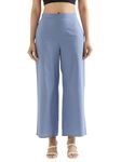 SAADAA Women's Relaxed Fit Mid Rise Airy Linen Wide Leg Pants, High Waist Trousers for Formal, Casual & Office Wear