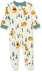 Amazon Essentials Disney | Marvel | Star Wars Unisex Babies' Snug-Fit Cotton Pyjama Sleepwear Sets, Pooh Holiday Forest - Sleep & Play, 0 Months