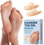 Dr. Frederick's Original Hammer Toe Gels - 2 Pairs - Hammer Toe Support Crest for Women & Men - Joint Realign - Cushion, Support & Temporary Splint - Crooked, Claw, Toe Brace - Beige - 1 Loop Design