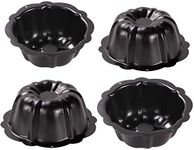 webake Mini Fluted Ring Cake Tin 4 Pcs 10cm 4 Inch Savarin Mould Round Baking Cake Pan Non-Stick Cake Cups