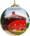 Blown Glass Christmas Ornament | Vermont Red Round Barn | Hand Painted Inside | Original Art | Includes Gift Box