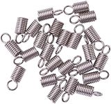 Airssory 50 Pcs Stainless Steel 3mm Hole Mini Tube Cord Cap Tip Leather Cord Ends Caps Terminators Coil Spring Fastener Crimp Clasp for Jewelry Making - 11x5mm