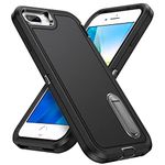 IDweel for iPhone 8 Plus Case,Case for iPhone 7 Plus/6S Plus/6 Plus Case with Build-in Kickstand,Heavy Duty Protection Shockproof Anti-Scratch Slim Fit Protective Sturdy Hard Cover,Black