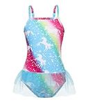 AmzBarley Girls Unicorn Swimming Costume One Piece Swimsuit Child Kids Swimwear Bikinis Bathing Swim Wear Beachwear Pool Seaside Swimsuits Age 3/4 Years Rainbow