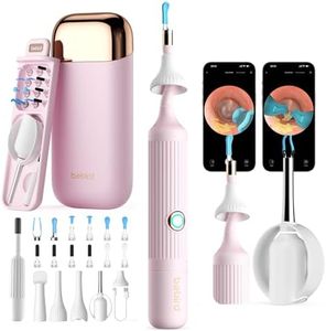 Ear Wax Removal Tool Camera, IP67 Waterproof Ear Cleaner with Camera, Visual Ear Pick Tweezers Wax Remover, Ear Cleaning Kit for Family Adults/Kids,Pink