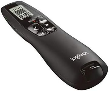 Logitech R700 Wireless Presentation Remote, 2.4 GHz with Nano USB-Receiver, Red Laser Pointer, Slideshow Buttons, 30-Meter Operating Range, LCD-Display for Time Tracking, 6 Buttons, for PC - Black