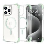 CALOOP Magnetic Case for iPhone 15 Pro Max with MagSafe,Hard Frame Transparent Sturdy Military-Grade Shockproof,Camera Full Protection 360° Airbag Corner,Scratch & Yellowing Resistant,6.7", Mint Green