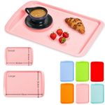 BuzzTrove Non Slip Serving Trays - S/M/L Unbreakable Plastic Dinner Tray | Trays for Tea & Snacks | Easy to Stack, Dishwasher Safe, 12-Month Guarantee (Pink, 1 x Large (53 x 32.6 cm))