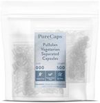 PureCaps USA - Empty Vegetarian Vegan Pullulan Pill Capsules Size 000, 500 Empty Separated Pullulan Pills, Clear, Non-GMO Certified, SLS Free, Gluten Free, Preservative Free Pill Capsules