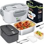 Electric Lunch Box VOVOIR Upgraded 60W 12V/24V/110V 3-in-1 Heated Lunch Box,Portable Food Warmer Lunch Box for Car/Truck & Home Leak-Proof Removable Container,Fork,Spoon & Insulated Lunch Bag