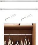 Closet Rod Adjustable,Susenya Closet Rod for Clothes Selectives 16 in - 26 in,Stainless Steel,Silver - Pack of 2