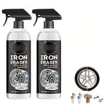 Iron Eraser Rust Remover Spray, 120ML Iron Powder Remover Spray for Car Wheels and Paint Fast Acting Rust and Brake Dust Removers for Wheels, Tools & Hardware (2Set)