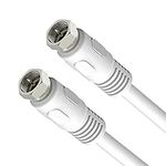 Coaxial Cable 6ft, TV Antenna Cable, RFAdapter White 75 Ohm Quad Shield CL2 RG6 Coax Cables with F-Male Connectors, Ideal for TV Antenna DVR Satellite