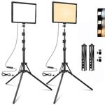 Ci-Fotto LED Photo Video Light 2-Pack, Bi-Color 2800-6500K Dimmable USB LED Continuous Light, 68" Photography Lighting Kit with Tripod Stand for Studios, YouTube TikTok Video Recording, Game Streaming