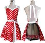 Lovely Sweetheart Red Retro Kitchen Aprons Woman Girl Cotton Polka Dot Cooking Salon Pinafore Vintage Apron Dress Christmas