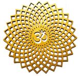 My Dream Carts Golden Om Round Decorative Wall Art Mdf Wooden Om Chakra For Temple, Living Room, Bedroom, Office, Hotel, Home Decor Items, Gift Item, Mandala Wall Hanging For House Decoration 30x30cm