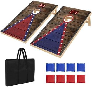 3x2ft Electronic Cornhole Board Set - Automatic Scoring Corn Hole Game for Adults & Kids - Tailgate Size Infrared Sensing Wood Set with 8 Bags & Carry Case for Backyard, Party & Camping