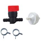 Carkio 394358 394358S 5098H 5098K Fuel Filter With 1/4" Inline Gas Fuel Cut off Shut Off Valve 493960 494768 698183 Compatible with Briggs & Stratton Lawn Mower