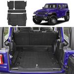 Cargo Mat with Seat Back Cover Fit for 2021-2024 Jeep Wrangler JL 4 Door Unlimited 4XE, Cargo Liner Durable TPE Trunk Mat for 2024 Jeep Wrangler JL/JLU Accessories(Cargo Mat+ Backrest Mats)