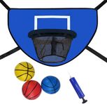 LEADWIN Trampoline Basketball Hoop with Pump and Mini Ball, Waterproof, Sunscreen Soft Materials, Easy to Assemble Sturdy for Dunk Fit, Trampoline Accessory of Trampoline and All Ages, Blue