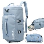 AVENUX 44L Polyester Gym Duffel Shoulder Bag for Women Men for Sports, Waterproof Dufflebag with Shoe and Wet Clothes Compartments Travel Backpack Workout Carry On Weekender (Light Blue)