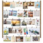 Love-KANKEI Wood Picture Photo Frame for Wall Decor 26×29 inch - With 30 Clips & Ajustable Twines - Collage Artworks Prints Multi Pictures Organizer & Hanging Display Frames