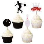 UXYOKM Bowling Cupcake Toppers Glitter Bowling Players Cupcake Picks Indoor Sport Theme Baby Shower Birthday Cake Decorations Party Supplies