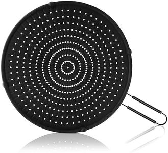 Silicone Splatter Screen for Frying Pan, 13” Grease Splatter Guard Heat Resistant Oil Splash Guard Splatter Shield- Stop Hot Oil Splatter, Pan Strainer, Pan Cover, Non Stick, Multi-Use, Black