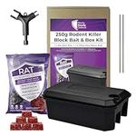 Rodent Bait Box & Wax Block Rat Poison Kit (1 Box & 250g Blocks) Rat Poisoning Super Strength for Effective Rodent Control, Mouse Trap and Rat Trap Solution, Indoor Rat Killer & Powerful Bait Station