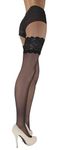 JUST BEAUTY TOUCH 13cm Deep Lace Top Sheer Hold-ups-stockings 15 Denier Hold-Ups