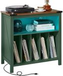 Joaxswe Large Record Player Table with Charger Station & LED Lights, Vinyl Record Storage Player Table up to 230 Albums, Turntable Stand with Display Shelf for Music Room Bedroom Living Room (Green)