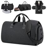 Handcuffs Garment Duffel Bag Convertible Large Carry On Bags for Travel with Shoulder Strap | Hanging Suit Luggage Bag for Men & Women | Business Travelling Gifts (Black)