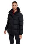 Mountain Warehouse Snow Womens Padded Jacket - Warm Water-resistant Full-zip Coat with Microfibre insulation - Best for Autumn Winter, Outdoors, Travelling & Hiking Black Women's Size 10