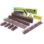 Fence Wall Spikes 36pcs Garden Tall Bird Spikes Cat Pigeon Deterrent Coverage Between 15.9m to 47.7m Per Box Anti Climb 44 x 4.3 x 3.8cm Warning Sign Included (Brown)