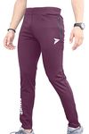 FITINC Men's Gym & Yoga Wear Stretchable Maroon Trackpant with Two Zipper Pockets