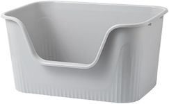 TownTime Extra Large Litter Box with High Sides 25.27" Lx17.83 Wx13.11 H,Anti-Splashing Kitty Litter Box,Tool-Free Assembly,Multi Cat Litter Box,Jumbo Litter Box (Grey)