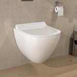 Ceramic Wall Hung Rimless Western ToiletCommode/P Trap Toilet/Wall Mount Water Closet/Glossy Finish 52 X 36 X 36 cm (White) for Bathrooms (White 9)