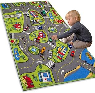 Large Kids Carpet Playmat Rug 32" x 52" with Non-Slip Backing, City Life Play Mat for Playing with Car Toy, Game Area for Baby Toddler Kid Child Educational Learn Road Traffic in Bedroom, Classroom